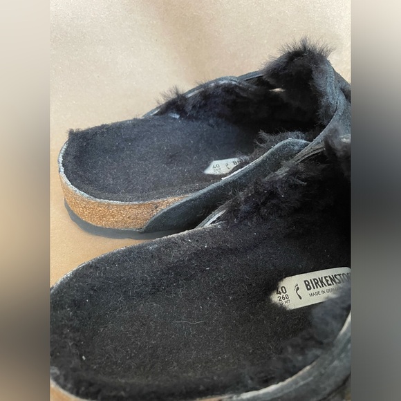 Lightly Used Birkenstock Black Boston Shearling Suede Leather Size EU 40 Narrow - Picture 5 of 10